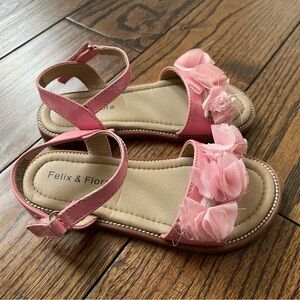 Felix & Flora Pink Kids Sandals with Floral Accents